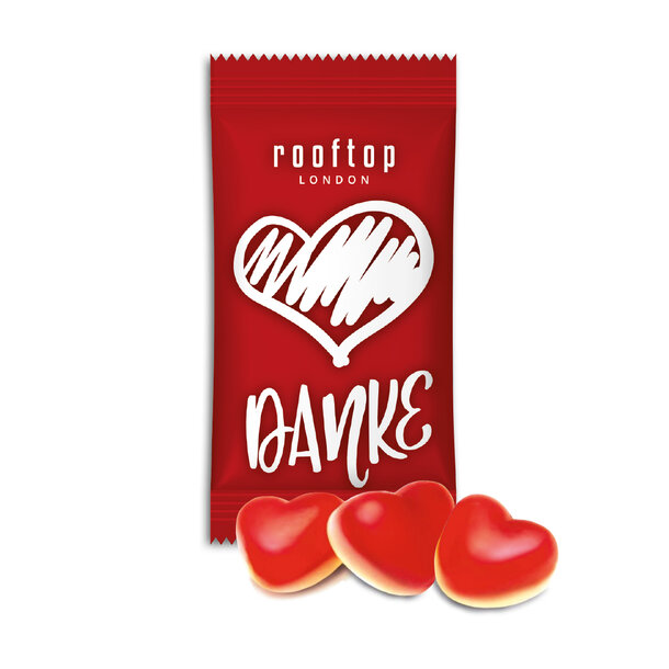 Raspberry Hearts with Vanilla Foam in flow pack