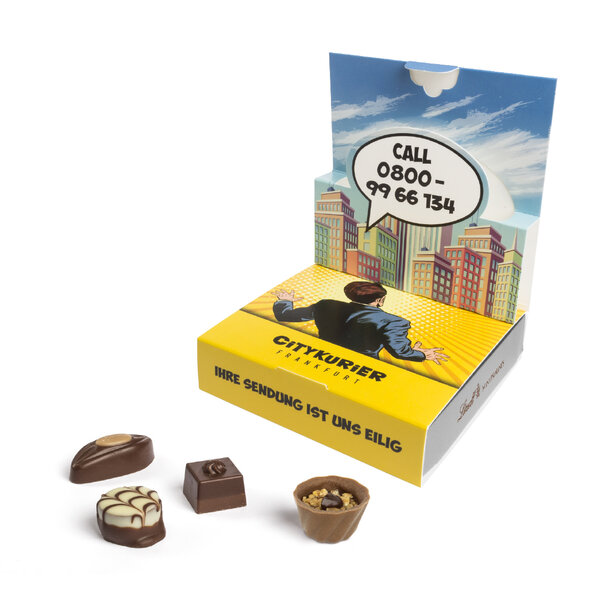 Lindt Mini Pralinés in personlaized pop up carton