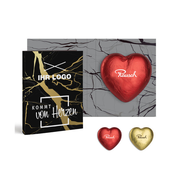 “Rausch Plantagen” Chocolate Heart in a Large Fold-Out Card