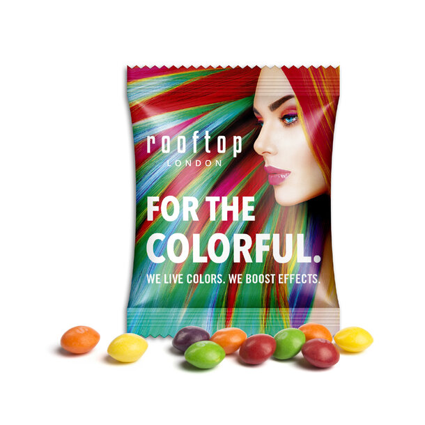 Skittles in advertising bag