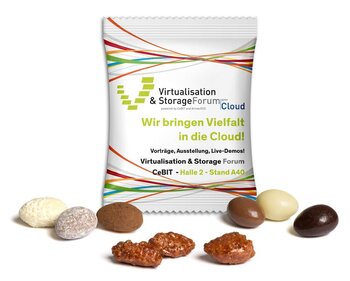 Almonds in advertising bag