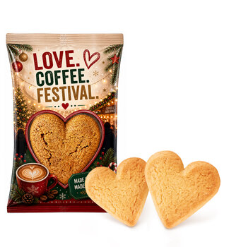Heart-Shaped Coffee Biscuit in advertising bag