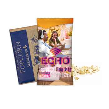 Microwave popcorn in advertising bag