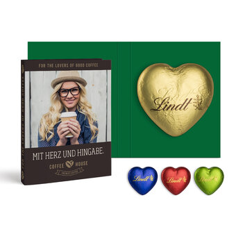 Personalized folded card with chocolate heart 20 g